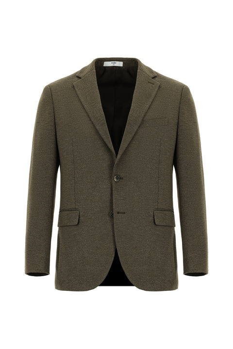 Dark Mink 6 Drop Regular Fit Classic Patterned Knit Jacket