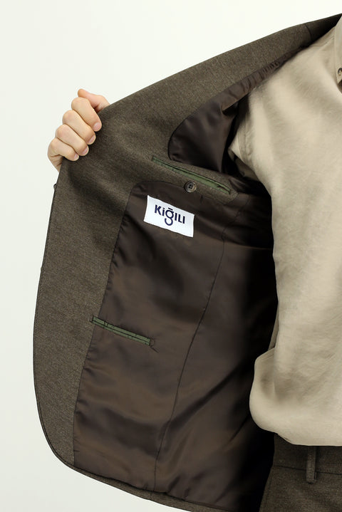 Dark Mink 6 Drop Regular Fit Classic Patterned Knit Jacket