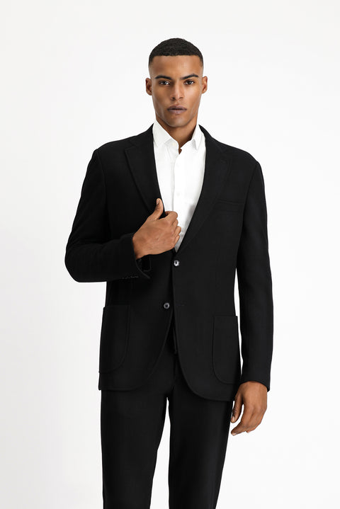 Black 7 Drop Slim Fit Patterned Cotton Jacket