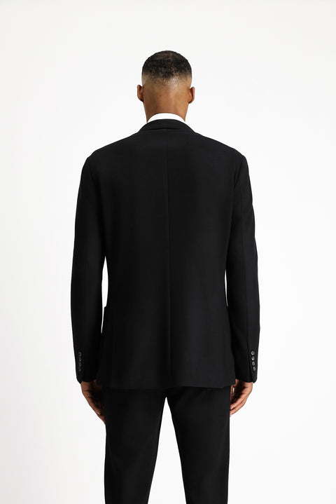 Black 4-Drop Relaxed Fit Patterned Cotton Jacket