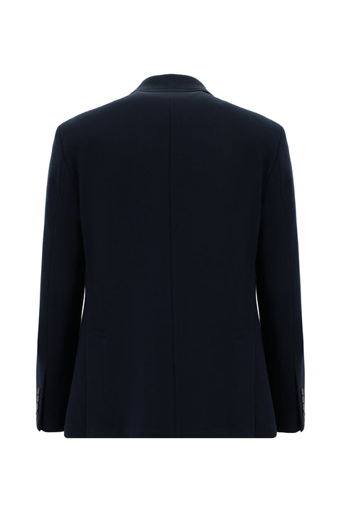 Dark Navy 7 Drop Slim Fit Patterned Cotton Jacket