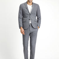 Medium Grey Melange 7 Drop Super Slim Fit Extra Narrow Cut Classic Patterned Cotton Knit Jacket