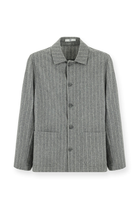 Medium Grey Melange 6 Drop Regular Fit Standard Cut Wool Striped Sport Jacket
