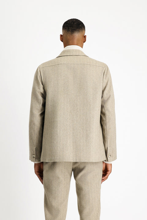 Medium Mink 6 Drop Regular Fit Standard Cut Wool Striped Sport Jacket