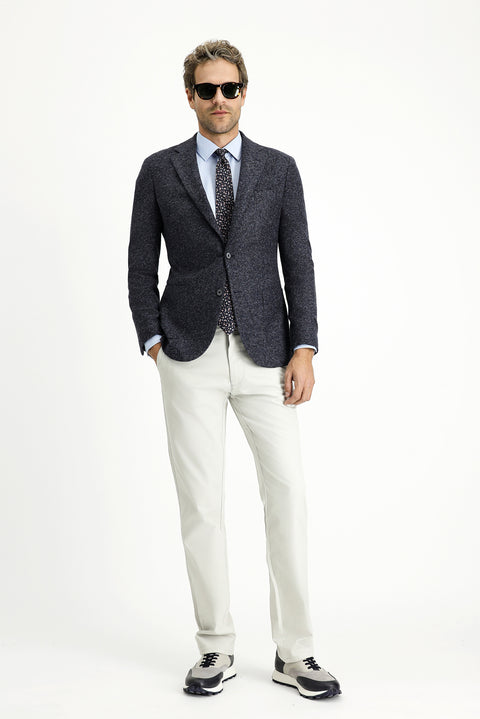 Dark Navy 7 Drop Slim Fit Narrow Cut Wool Striped Sport Italian Jacket
