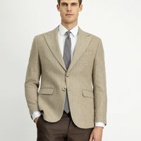 Medium Mink 7 Drop Slim Fit Narrow Cut Wool Striped Classic Jacket
