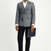 Medium Gray 6 Drop Regular Fit Standard Cut Striped Double-Breasted Jacket