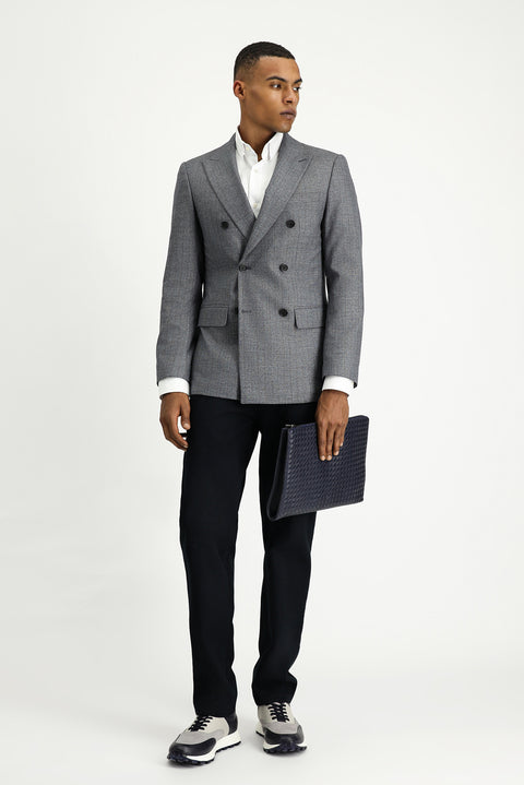 Medium Gray 6 Drop Regular Fit Standard Cut Striped Double-Breasted Jacket
