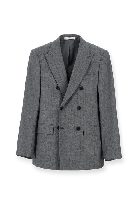 Medium Gray 6 Drop Regular Fit Standard Cut Striped Double-Breasted Jacket