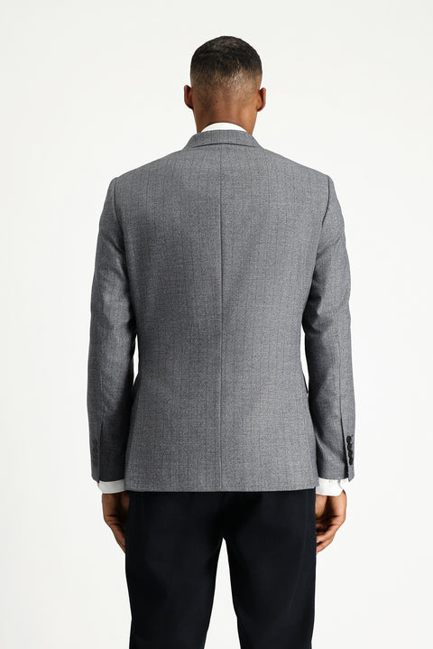 Medium Gray 6 Drop Regular Fit Standard Cut Striped Double-Breasted Jacket