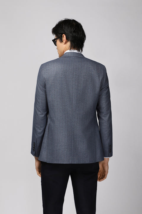 Dark Blue 6 Drop Regular Fit Striped Double-Breasted Jacket