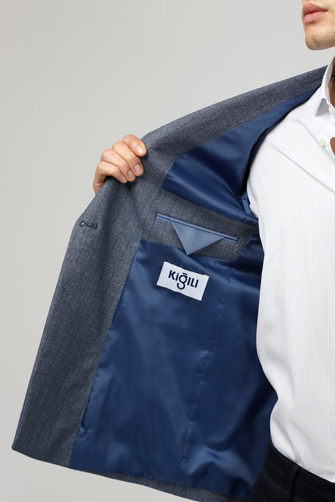 Dark Blue 6 Drop Regular Fit Striped Double-Breasted Jacket