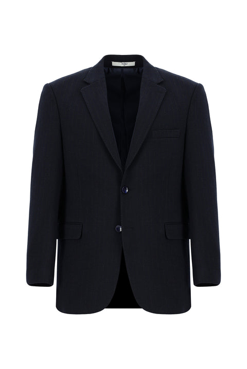 Black Navy 6 Drop Regular Fit Standard Cut Classic Striped Knit Jacket