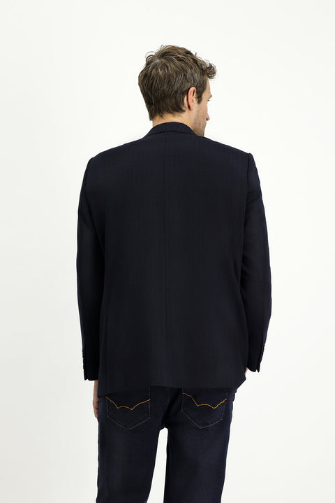 Black Navy 6 Drop Regular Fit Standard Cut Classic Striped Knit Jacket