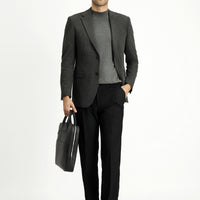 Dark Anthracite 7 Drop Slim Fit Classic Striped Cotton Knit Jacket