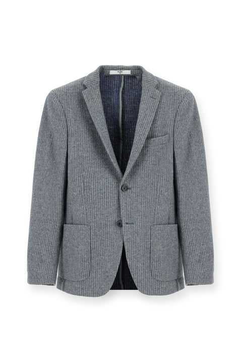 Indigo 4 Drop Relaxed Fit Wool Striped Sport Knit Jacket