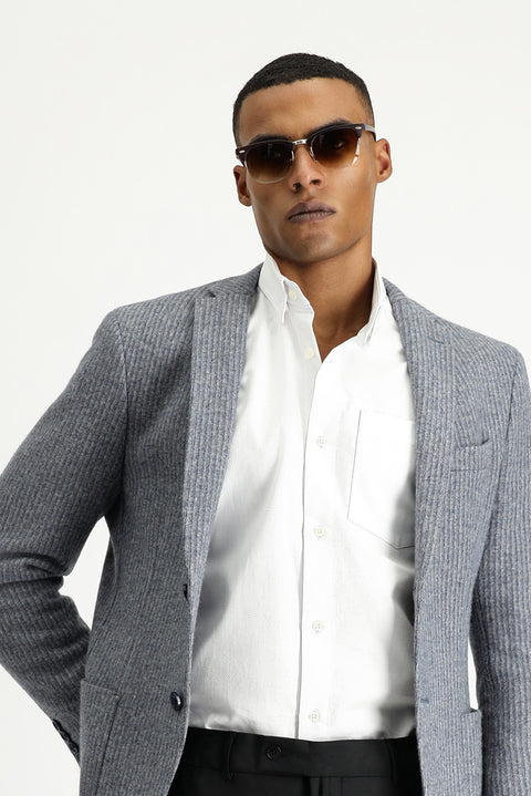 Indigo 4 Drop Relaxed Fit Wool Striped Sport Knit Jacket
