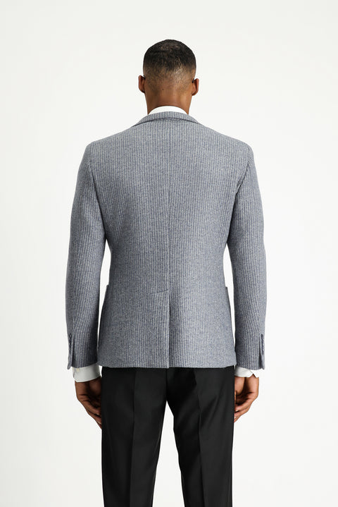 Indigo 7 Drop Super Slim Fit Extra Narrow Cut Wool Striped Sport Knit Jacket