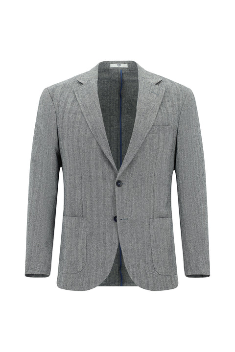 Light Navy Blue 6 Drop Regular Fit Standard Cut Wool Patterned Sport Jacket