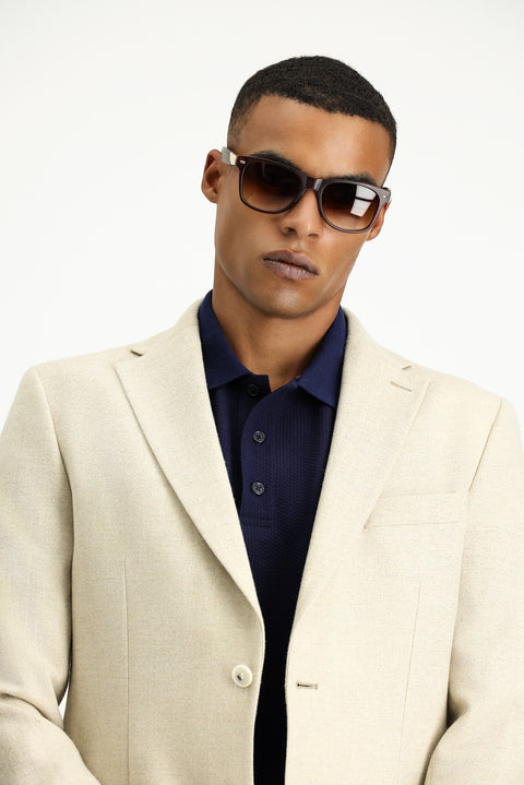 Light Beige 6 Drop Regular Fit Standard Cut Wool Patterned Sport Jacket