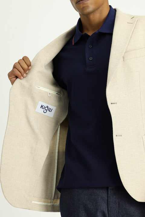 Light Beige 6 Drop Regular Fit Standard Cut Wool Patterned Sport Jacket