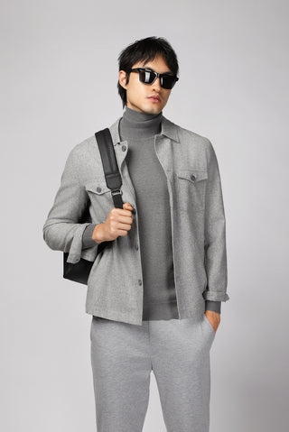  Orta Gri Melanj 6 Drop Regular Fit Standart Kesim Yünlü Spor Ceket
