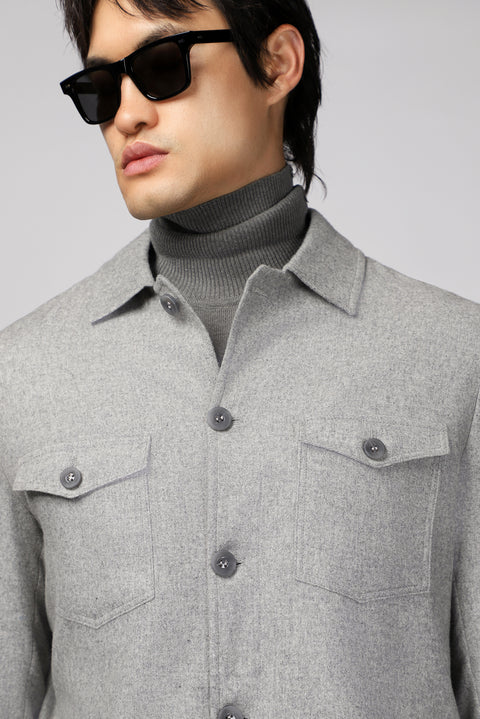 Medium Grey Melange 6 Drop Regular Fit Standard Cut Wool Sport Jacket