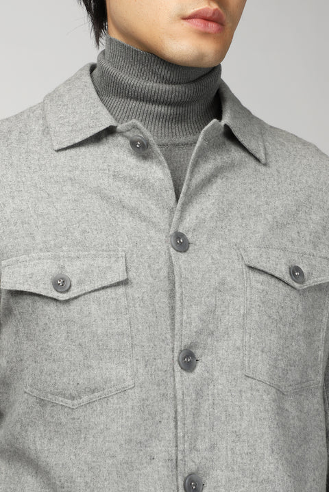 Medium Grey Melange 6 Drop Regular Fit Standard Cut Wool Sport Jacket