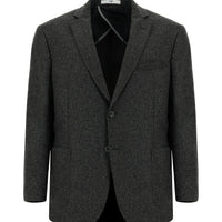 Medium Gray 4-Drop Relaxed Fit Sporty Patterned Wool Jacket