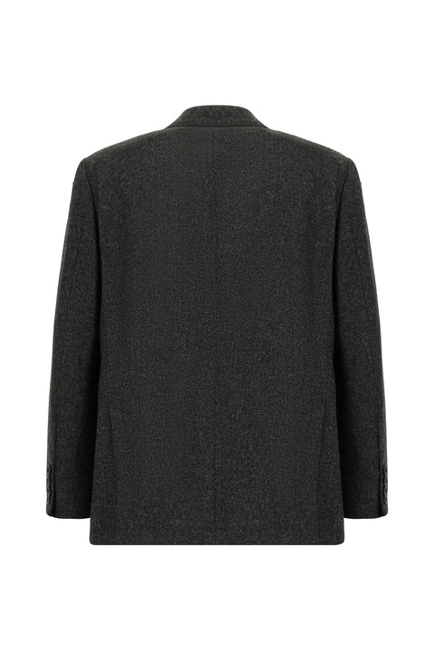 Medium Gray 4-Drop Relaxed Fit Sporty Patterned Wool Jacket