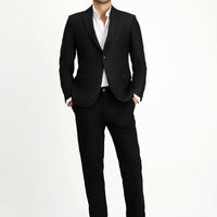 Black 6 Drop Regular Fit Standard Cut Striped Classic Jacket