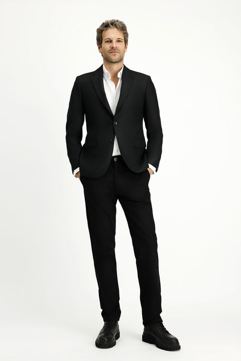 Black 6 Drop Regular Fit Standard Cut Striped Classic Jacket