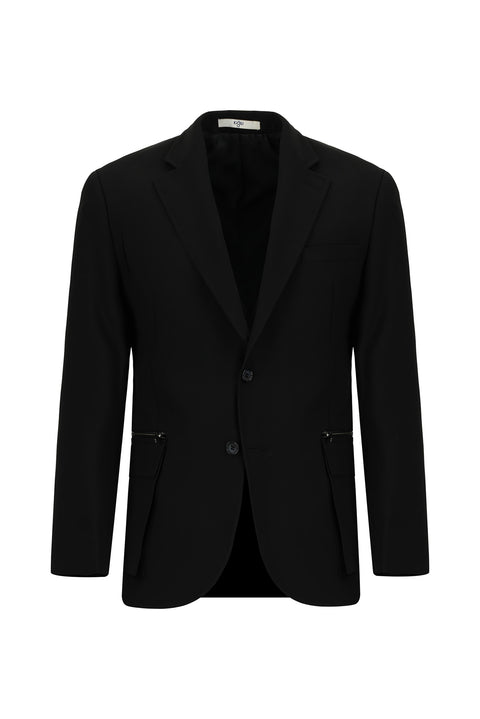 Black 7 Drop Slim Fit Classic Zip-Pocket Jacket