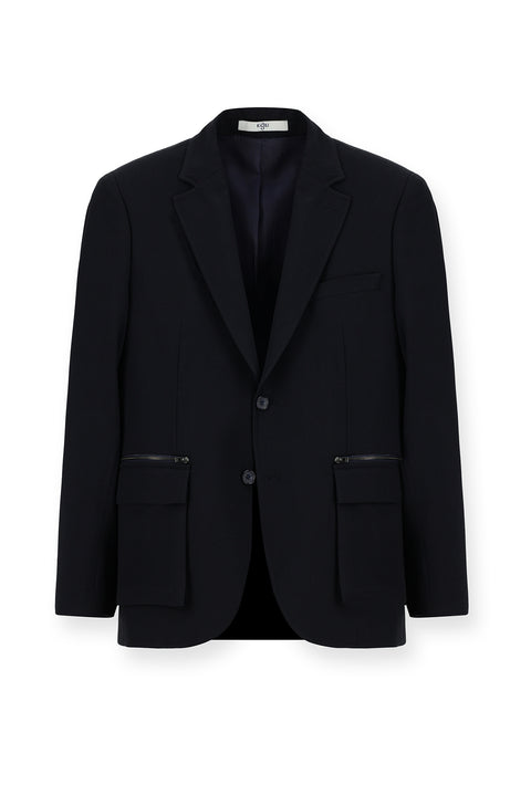 Dark Navy 7 Drop Super Slim Fit Extra Narrow Cut Classic Zip-Pocket Jacket