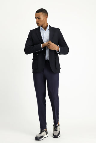  Koyu Lacivert 7 Drop Slim Fit Dar Kesim Klasik Fermuar Cepli Ceket