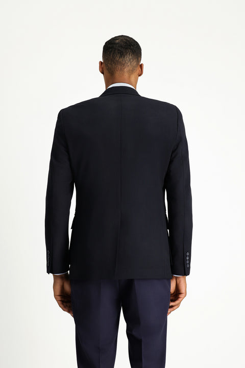 Dark Navy 7 Drop Super Slim Fit Extra Narrow Cut Classic Zip-Pocket Jacket