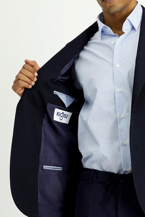 Dark Navy 7 Drop Slim Fit Classic Zip-Pocket Jacket