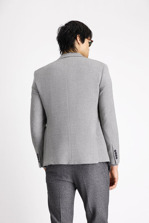 Medium Grey 7 Drop Slim Fit Patterned Double-Breasted Jacket