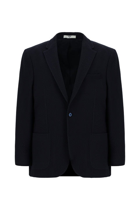 Dark Navy 7 Drop Slim Fit Patterned Sport Jacket