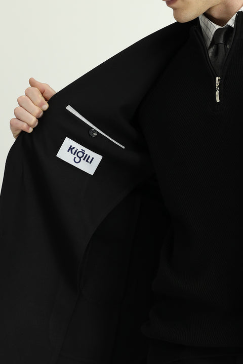 Black 8 Drop Muscle Fit Long Athletic Cut Lycra Sport Jacket