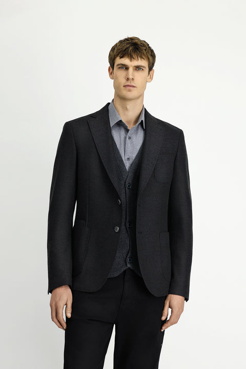 Dark Anthracite 8 Drop Muscle Fit Long Athletic Cut Lycra Sport Jacket