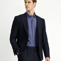 Black and Navy Blue 8 Drop Muscle Fit Long Athletic Cut Lycra Sport Jacket