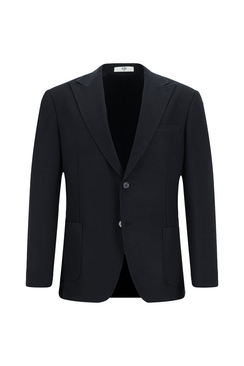 Black and Navy Blue 8 Drop Muscle Fit Long Athletic Cut Lycra Sport Jacket