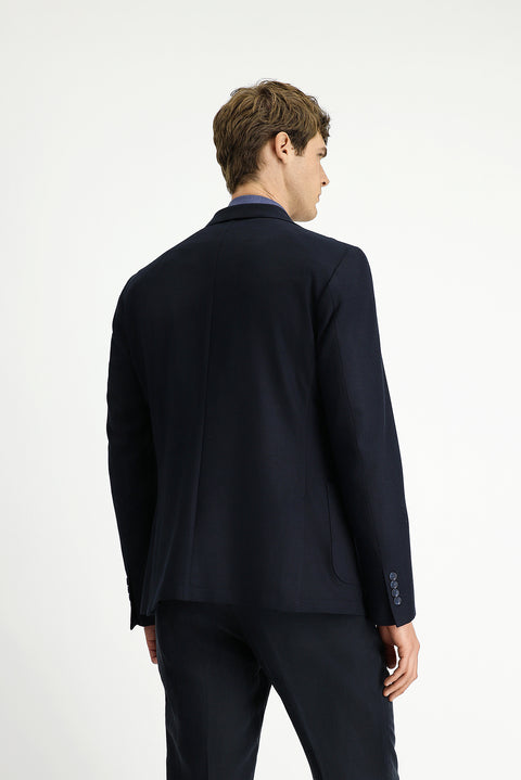 Black and Navy Blue 8 Drop Muscle Fit Long Athletic Cut Lycra Sport Jacket