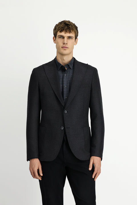 Dark Anthracite 8 Drop Muscle Fit Long Athletic Cut Lycra Sport Jacket