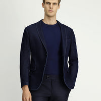 Dark Navy 7 Drop Super Slim Fit Extra Narrow Cut Sport Cotton Knit Jacket
