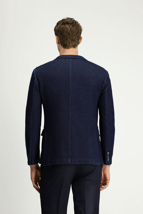 Dark Navy 7 Drop Super Slim Fit Extra Narrow Cut Sport Cotton Knit Jacket