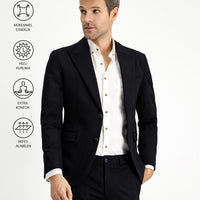 Black Techno-Line 7 Drop Slim Fit Stretch Sport Knit Jacket