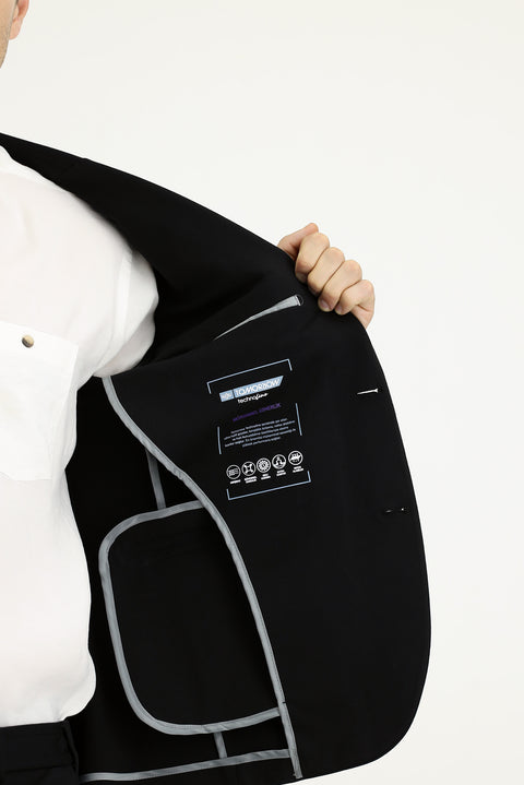 Black Techno-Line 7 Drop Slim Fit Stretch Sport Knit Jacket