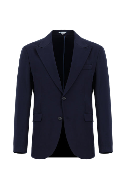 Medium Navy Techno-Line 7 Drop Slim Fit Stretch Sport Knit Jacket